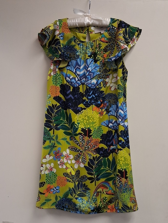 LOFT Dresses & Skirts - LOFT Floral Shift Mini Dress Lime Green Blue Print Size XXSP